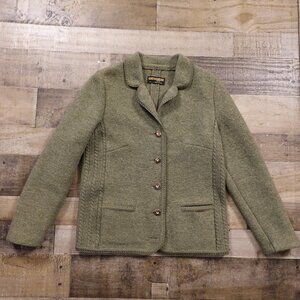 Geiger Tyrol Pure New Wool Jacket Women’s 44‎ Green Austrian Alpine Boiled Wool